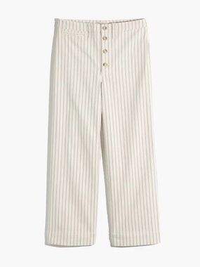 Madewell Emmett Wide-Leg Crop Pants in Indigo Stripe: Button-Front Edition